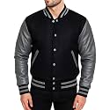 Men's Varsity Jacket Faux Leather Sleeve Wool Blend Letterman Jacket - High School Baseball Bomber Jackets for Men