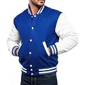 Men's Varsity Jacket Faux Leather Sleeve Wool Blend Letterman Jacket - High School Baseball Bomber Jackets for Men