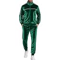Men's Velour Tracksuit, 2 Piece Full Zip Velvet Sweatsuits Jogging Outfit
