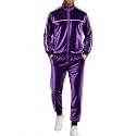 Men's Velour Tracksuit, 2 Piece Full Zip Velvet Sweatsuits Jogging Outfit
