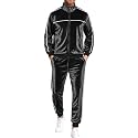 Men's Velour Tracksuit, 2 Piece Full Zip Velvet Sweatsuits Jogging Outfit