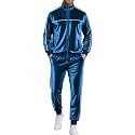 Men's Velour Tracksuit, 2 Piece Full Zip Velvet Sweatsuits Jogging Outfit