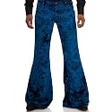 Men's Velvet Relaxed Vintage 60s 70s Bell Bottom Stretch Fit Classic Comfort Flared Flares Retro Leg Disco Pants