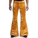 Men's Velvet Relaxed Vintage 60s 70s Bell Bottom Stretch Fit Classic Comfort Flared Flares Retro Leg Disco Pants