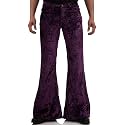 Men's Velvet Relaxed Vintage 60s 70s Bell Bottom Stretch Fit Classic Comfort Flared Flares Retro Leg Disco Pants