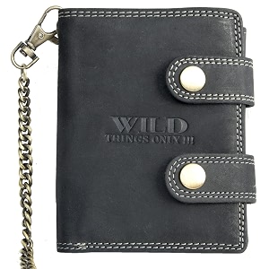 men39s very dark gray biker39s wallet with 50 cm long chain to hang