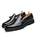 Men's Vintage Leather Wingtip Tassel Brogue Slip-On Dress Loafers Fashion Low-Top Breathable Smoking Formal Shoes Comfort Non-Slip Business Wedding Party Shoes