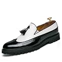 Men's Vintage Leather Wingtip Tassel Brogue Slip-On Dress Loafers Fashion Low-Top Breathable Smoking Formal Shoes Comfort Non-Slip Business Wedding Party Shoes
