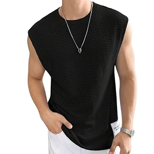 Mens Waffle Tank Tops Sleeveless Round Neck