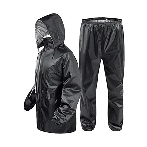 men39s waterproof double layer raincoat with adjustable pants hood and cover