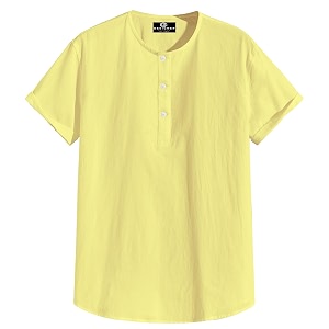Mens White Cotton Half Sleeve Kurta with