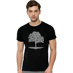 Mens White T-Shirt with Black Tree Design