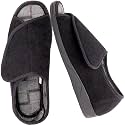 Men's Wide Furry 80-D Memory Foam Diabetic Slipper with Adjustable Closures, Wide Width Warm Plush Fleece Arthritis Edema Swollen Diabetic House Shoes Machine Washable w/Anti Slip Sole