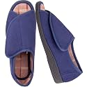 Men's Wide Furry 80-D Memory Foam Diabetic Slipper with Adjustable Closures, Wide Width Warm Plush Fleece Arthritis Edema Swollen Diabetic House Shoes Machine Washable w/Anti Slip Sole