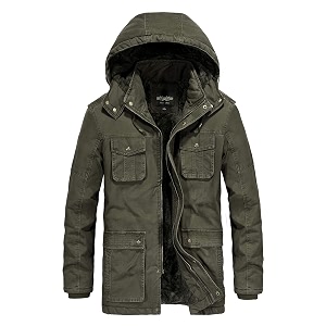 Mens Winter Thicken Coat Casual Military Parka