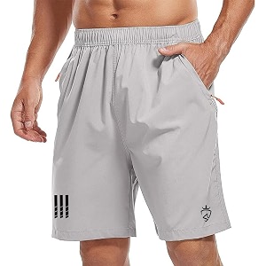 Mens Workout Shorts with Zipper Pockets for