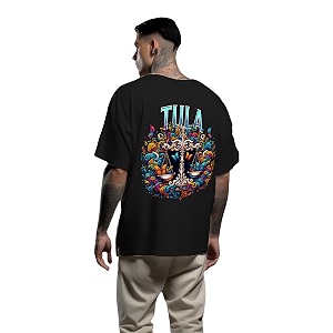 Mens Zodiac Sign Printed Oversized Cotton T-Shirt