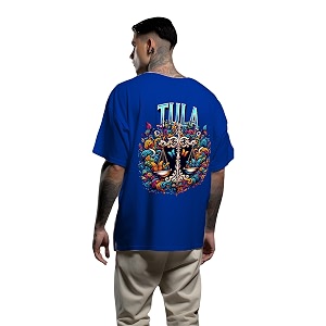 Mens Zodiac Sign Printed Oversized Cotton T-Shirt