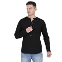 Men Black Henley Neck Cotton Full Sleeve
