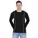 Men Black Zip Detailing Front Round Neck