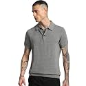 Men Blue Solid Regular Fit Polo Collar