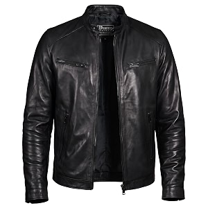 Men Cafe Racer Motorcycle Style Solid Leather
