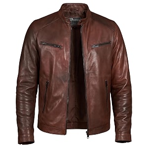 Men Cafe Racer Motorcycle Style Solid Leather