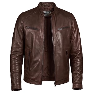 Men Cafe Racer Motorcycle Style Solid Leather