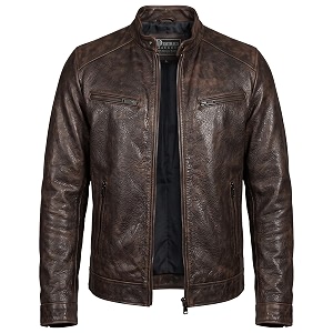 Men Cafe Racer Motorcycle Style Solid Leather