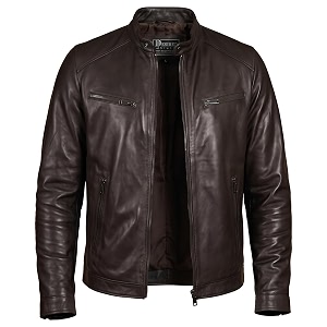 Men Cafe Racer Motorcycle Style Solid Leather