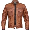Men Cafe Racer Motorcycle Style Solid Leather