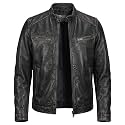 Men Cafe Racer Motorcycle Style Solid Leather