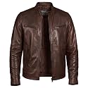 Men Cafe Racer Motorcycle Style Solid Leather
