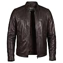 Men Cafe Racer Motorcycle Style Solid Leather