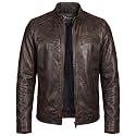 Men Cafe Racer Motorcycle Style Solid Leather