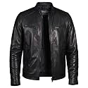Men Cafe Racer Motorcycle Style Solid Leather