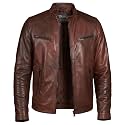Men Cafe Racer Motorcycle Style Solid Leather