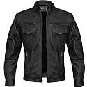 Men Cafe Racer Motorcycle Style Solid Leather