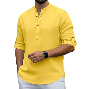 Men Cotton Blend Mandarin Collar Casual Kurta