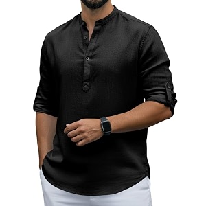 Men Cotton Blend Mandarin Collar Casual Kurta