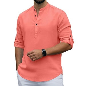 Men Cotton Blend Mandarin Collar Casual Kurta