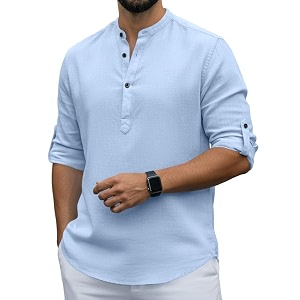 Men Cotton Blend Mandarin Collar Casual Kurta