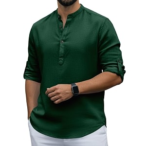 Men Cotton Blend Mandarin Collar Casual Kurta