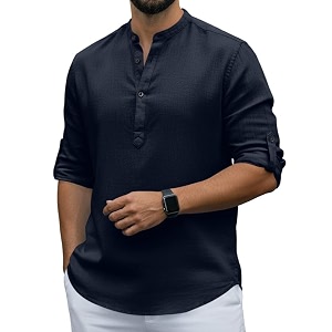 Men Cotton Blend Mandarin Collar Casual Kurta