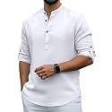 Men Cotton Blend Mandarin Collar Casual Kurta