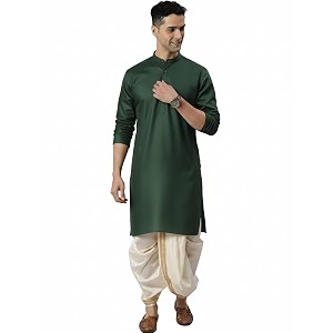 Men Cotton Kurta Silk Dhoti