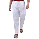 Men Elastic 100 Cotton White Pyjama Double
