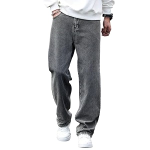 Men Loose Fit Mid Rise Grey Jeans