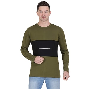 Men Olive Green Black with Zip Detail