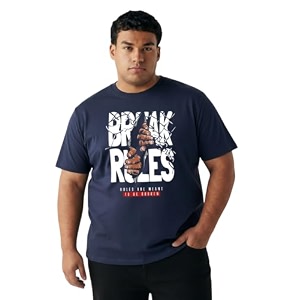 Men Plus Size Printed Cotton Round Neck